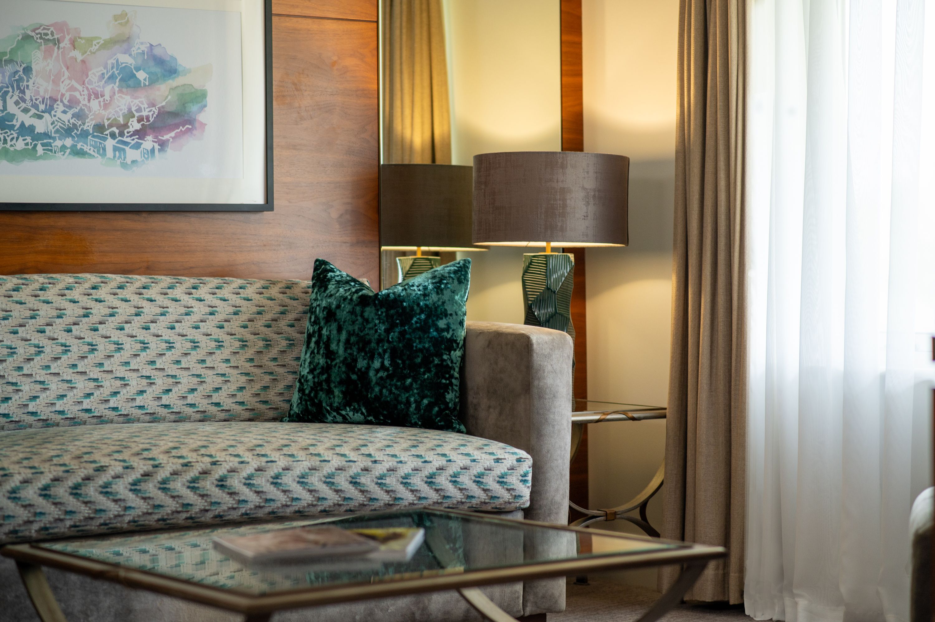sofa with table and lamp