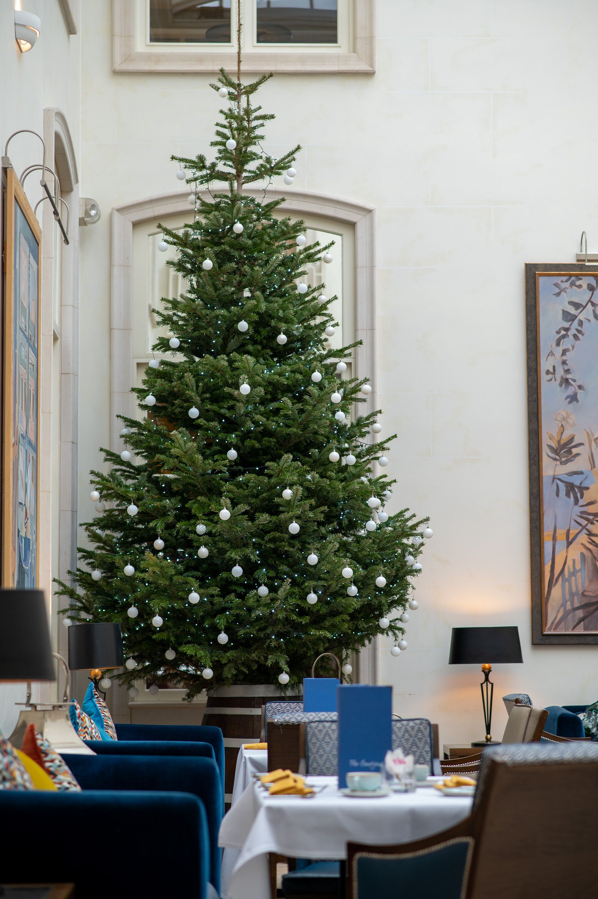 christmas tree in restaurant corner