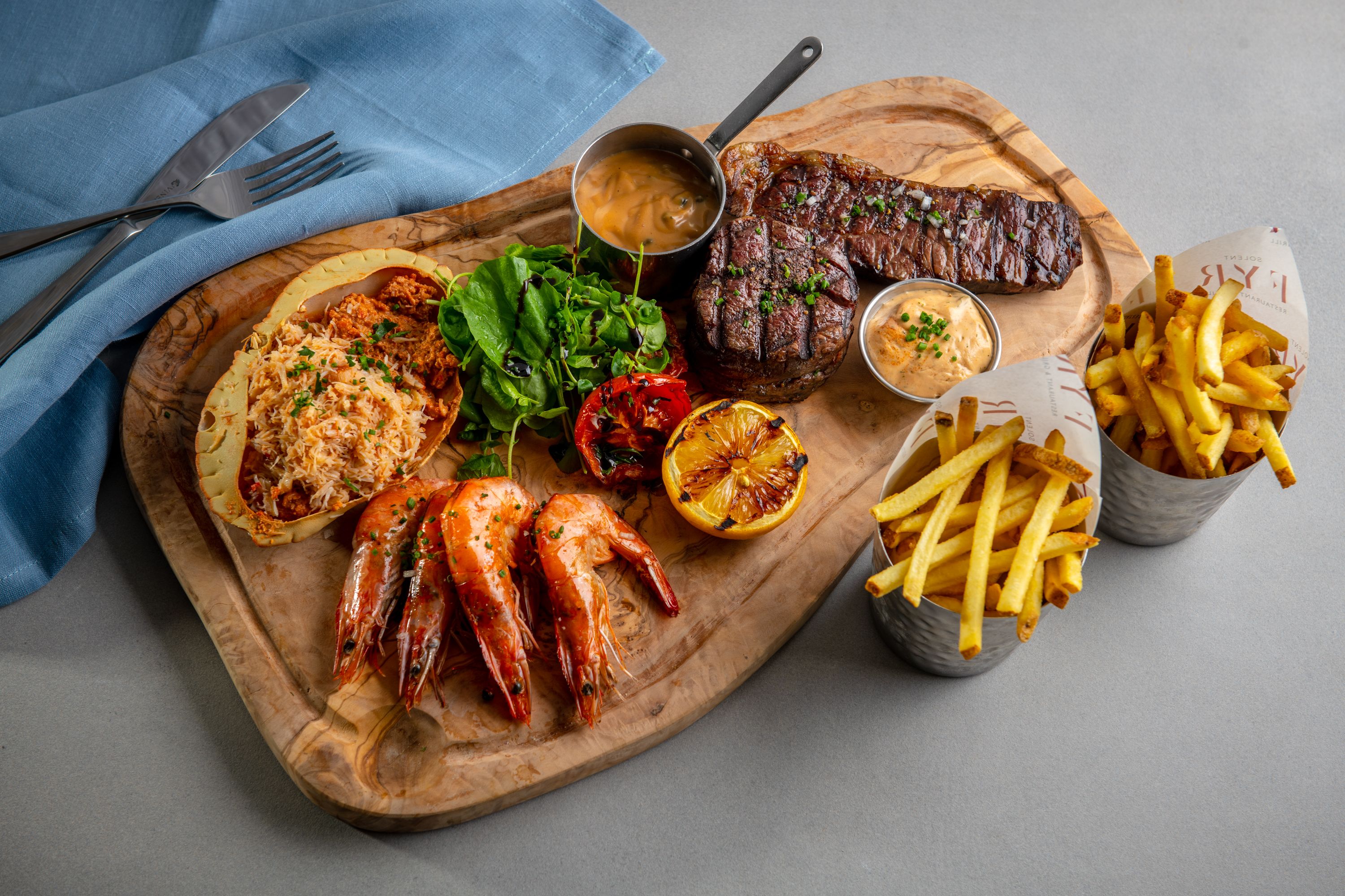 Platter of grilled food